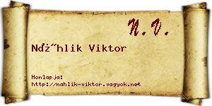 Náhlik Viktor névjegykártya